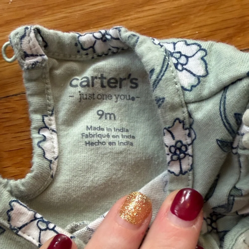 Carter's Green Floral Dress With Attached Diaper Cover